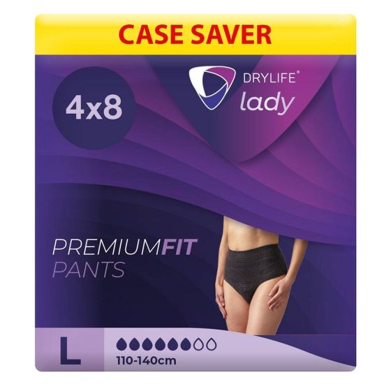 Drylife Lady Premium Fit Pants - Black - Large - Case - 4 Packs of 8 