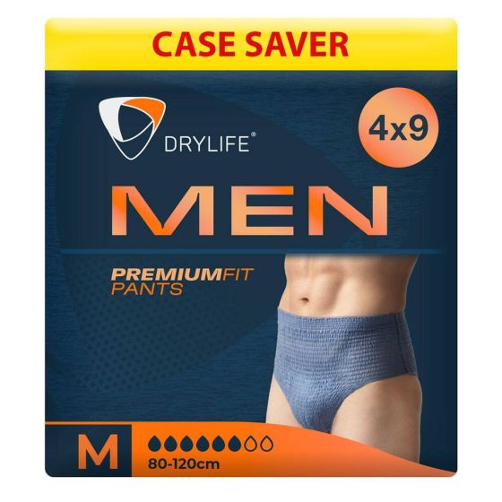 Drylife Men Premium Fit Pants - Blue - Medium - Case - 4 Packs of 9 