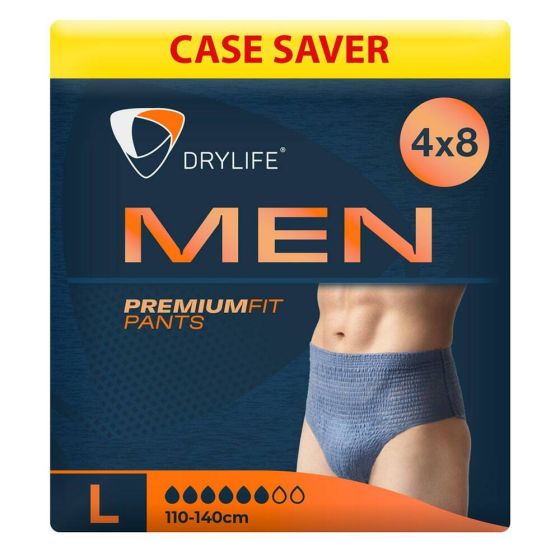 Drylife Men Premium Fit Pants - Blue - Large - Case - 4 Packs of 8 