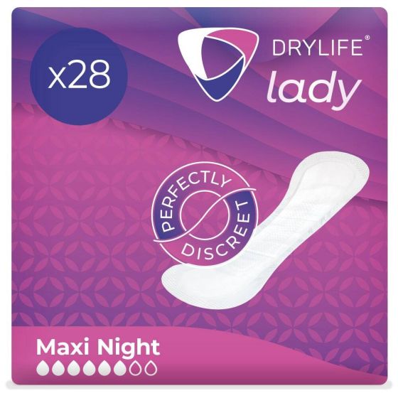 Drylife Lady Maxi Night Premium Thin Incontinence Pads - Pack of 28 