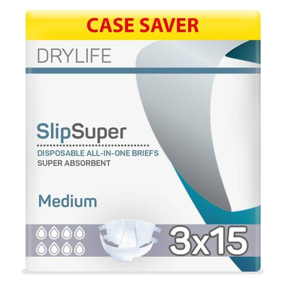 Drylife Slip Super (PE Backed) - Medium - Case - 3 Packs of 15 