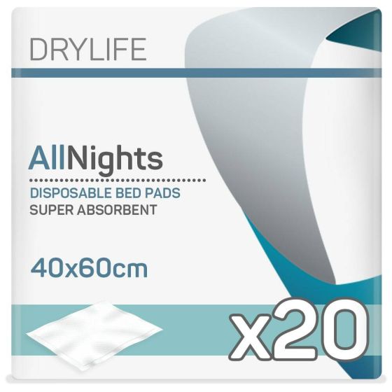 Drylife All Nights Disposable Bed Pads - 40cm x 60cm - Pack of 20 