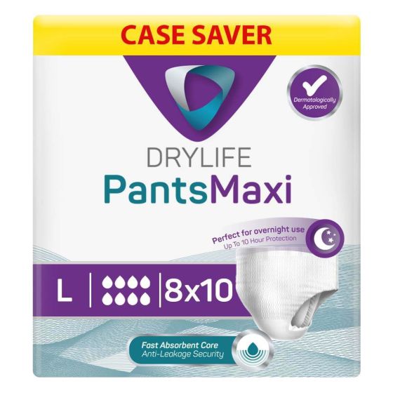 Drylife Pants Maxi - Large - Case - 8 Packs of 10 