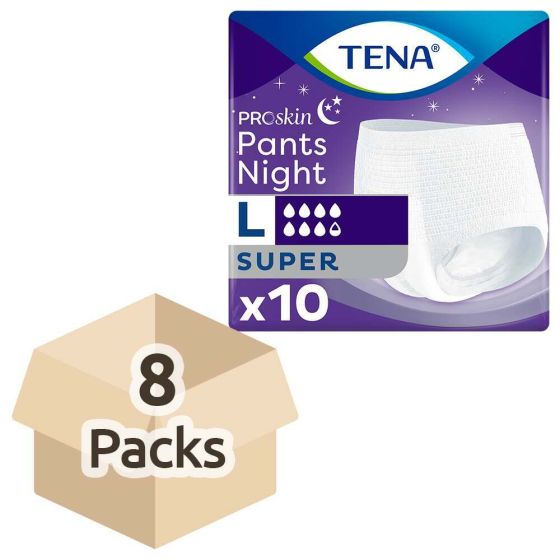 TENA Pants Super - Night - Large - Case - 8 Packs of 10 