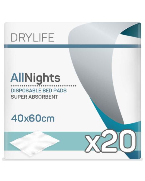 Drylife All Nights Disposable Bed Pads - 40cm x 60cm - Pack of 20 