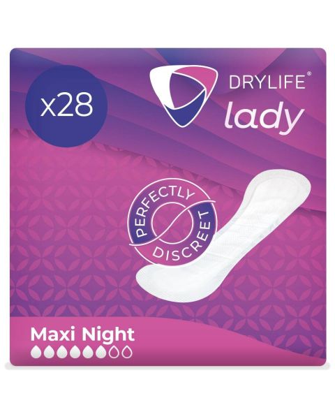 Drylife Lady Maxi Night Premium Thin Incontinence Pads - 1 Pack of 28 