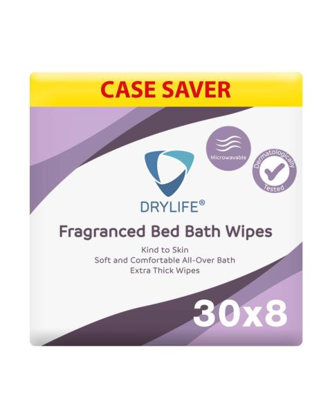 Drylife Fragranced Bed Bath Wet Wipes - Case - 30 Packs of 8 