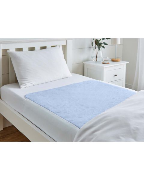 Drylife Protect Washable Bed Pad with Tucks - Blue - 85cm x 90cm 