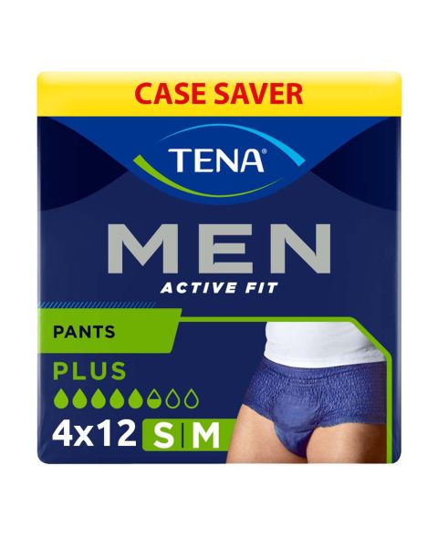 TENA Men Active Fit Pants - Plus - Small/Medium - Case - 4 Packs of 12 