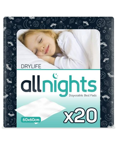 Drylife All Nights Disposable Bed Pads - 60cm x 60cm - Pack of 20 