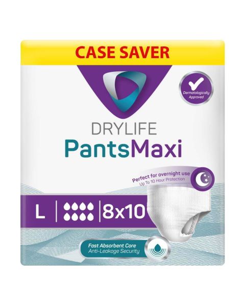 Drylife Pants Maxi - Large - Case - 8 Packs of 10 