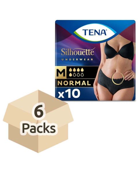 TENA Silhouette Pants - Normal - Low Waist - Noir - Medium - Case - 6 Packs of 10 