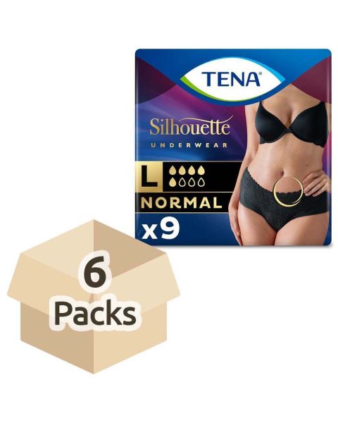 TENA Silhouette Pants - Normal - Low Waist - Noir - Large - Case - 6 Packs of 9 
