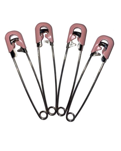 Stainless Steel Locking Nappy Pins Set of 4 - Pink 